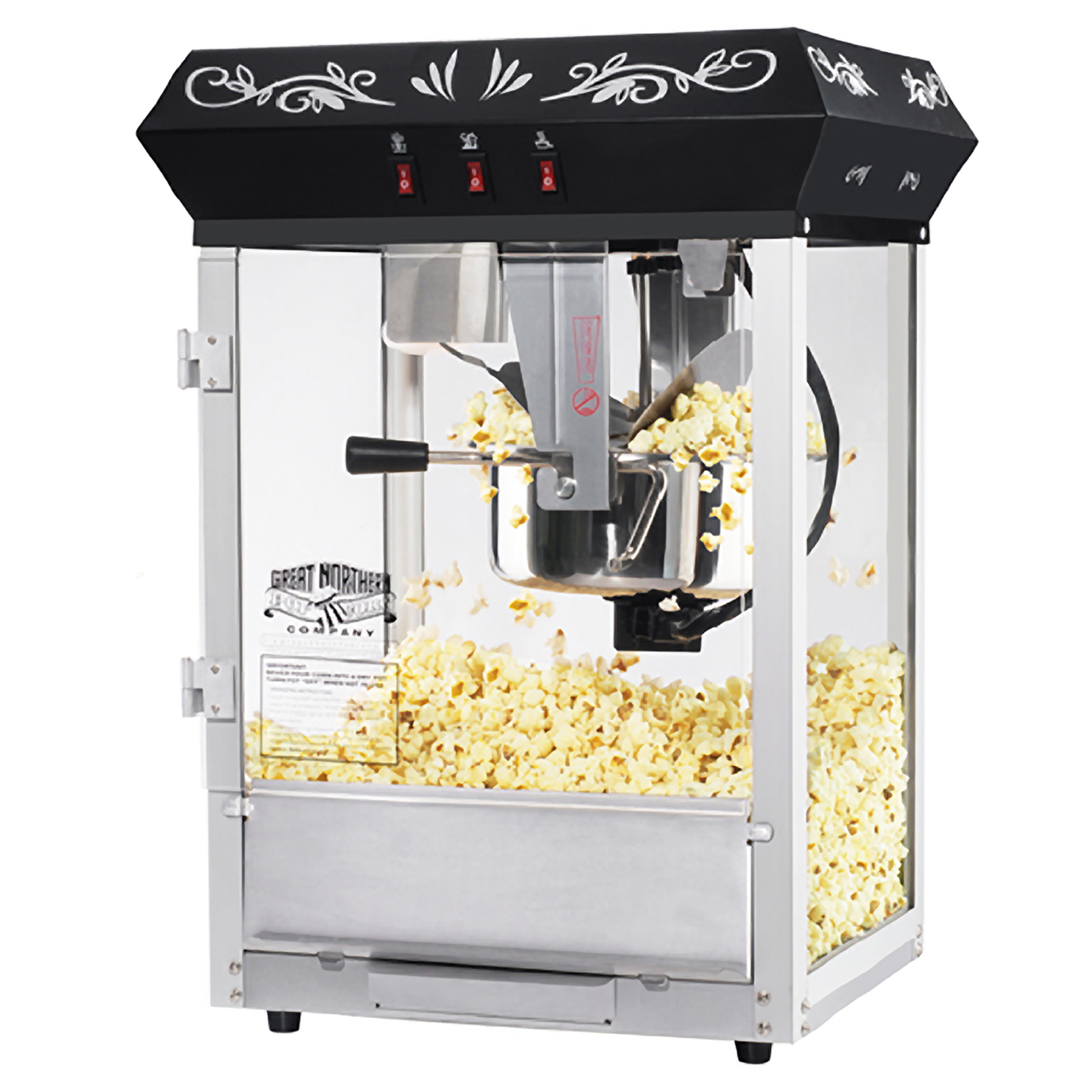 Great Northern Black Foundation 8oz Full Popcorn Popper Machine w/Cart